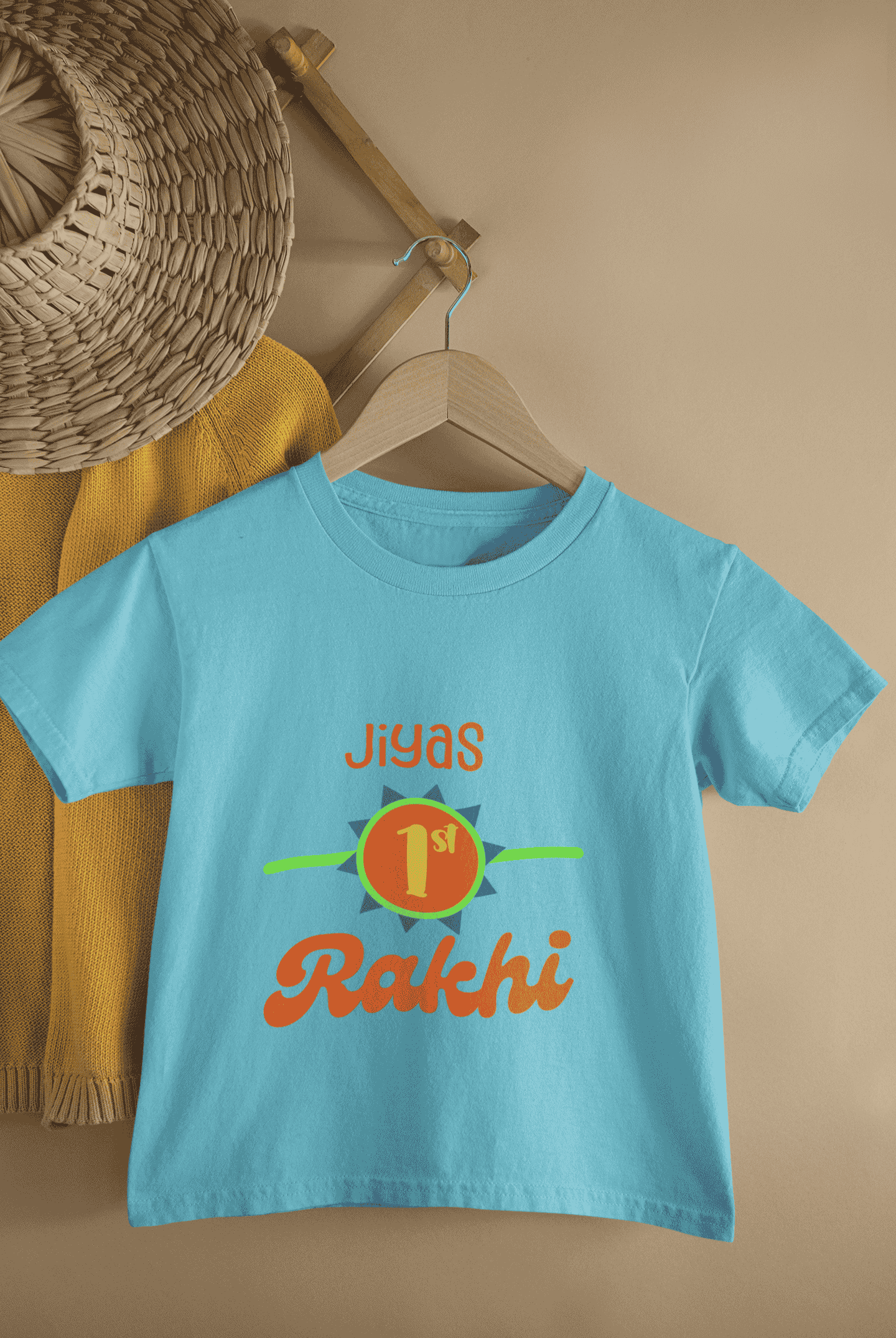 Custom Name My First Rakhi Rakshabandhan Half Sleeves T-Shirt For Girls -FunkyTeesClub