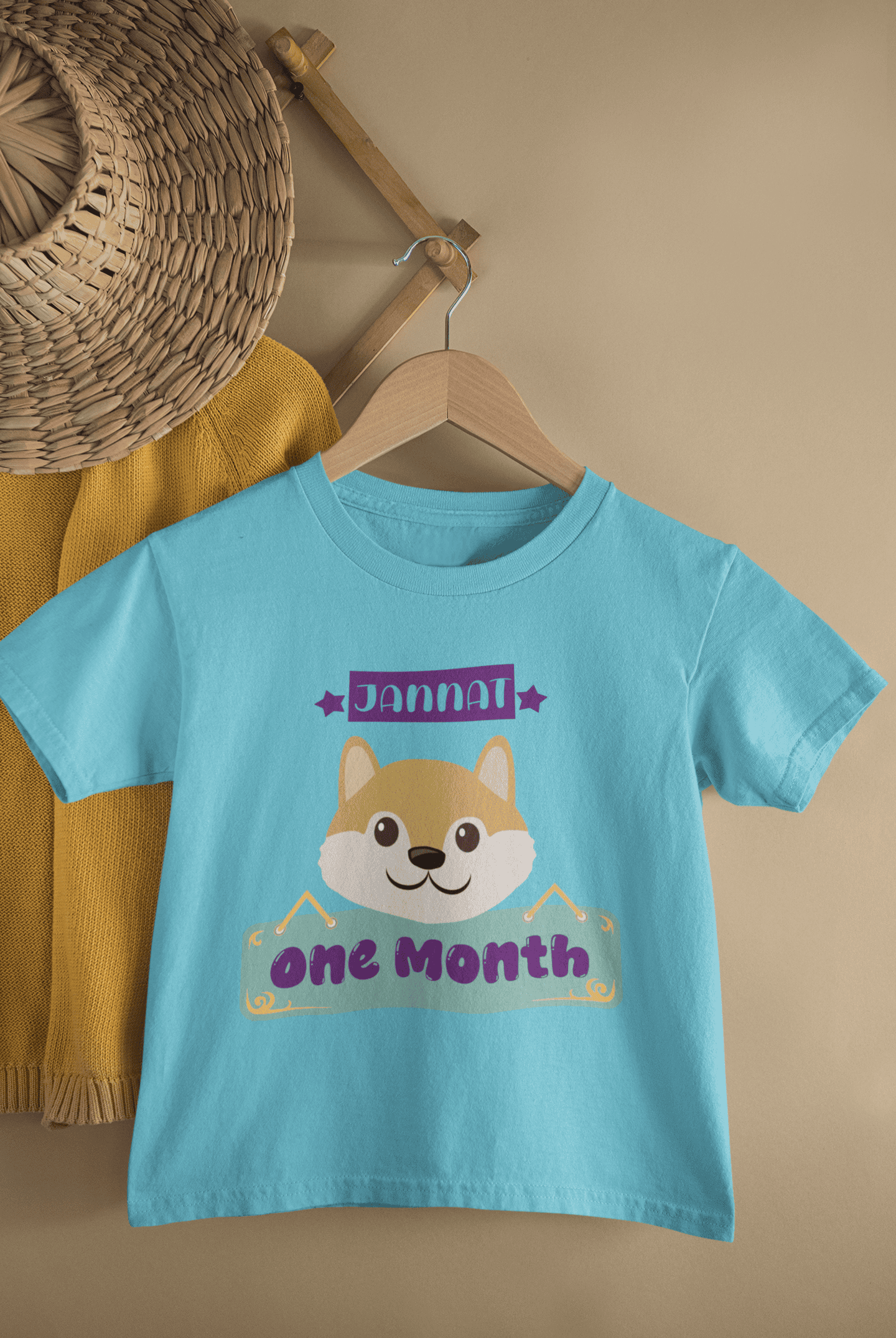 Custom Name One Month Birthday Cute Half Sleeves T-Shirt For Girls -FunkyTeesClub