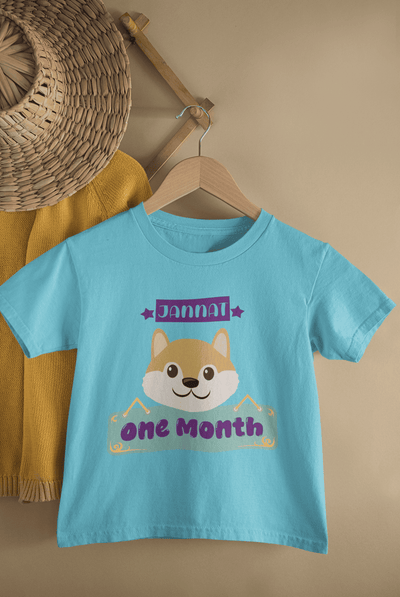 Custom Name One Month Birthday Cute Half Sleeves T-Shirt For Girls -FunkyTeesClub