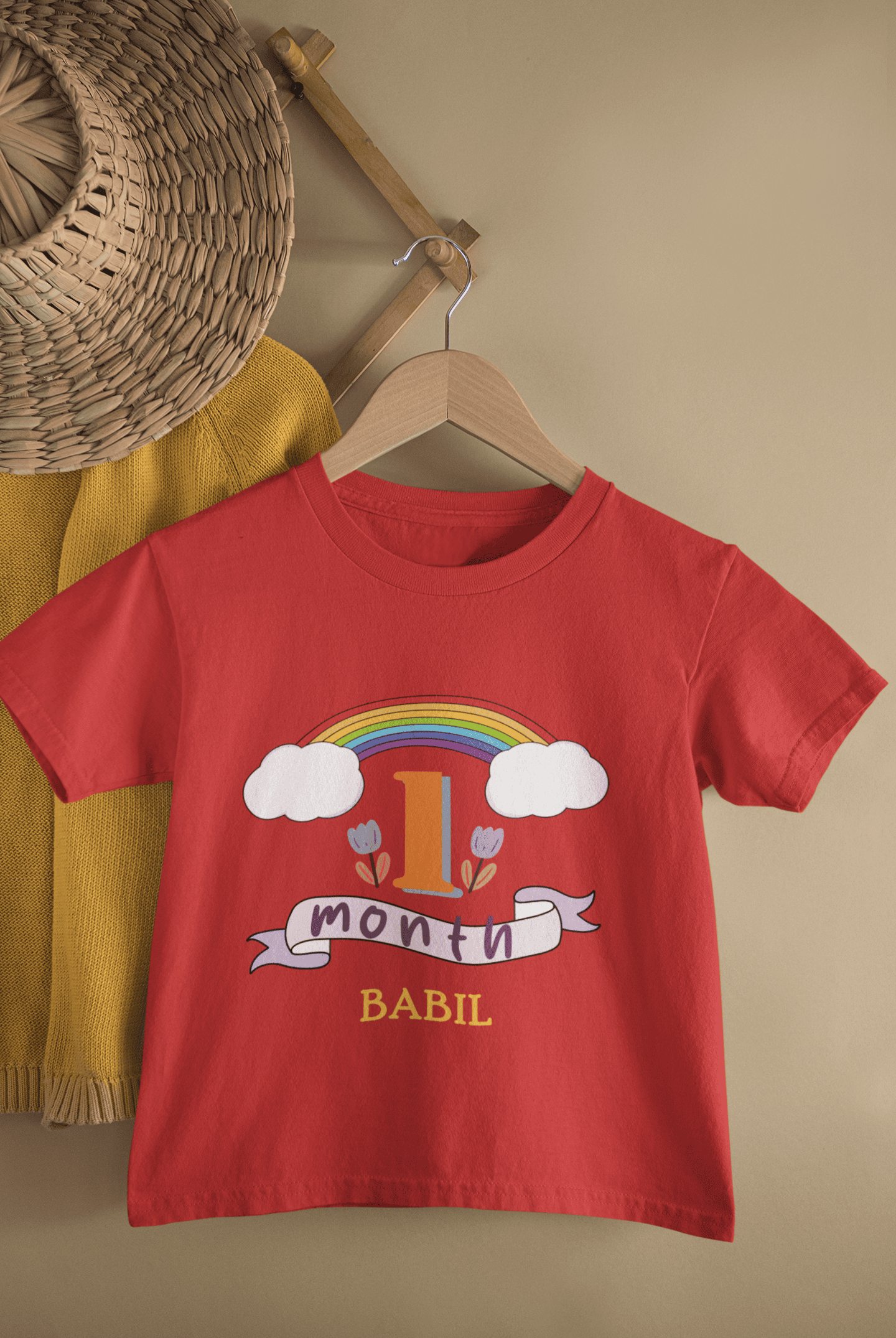 Custom Name First Month Birthday Half Sleeves T-Shirt for Boys -FunkyTeesClub