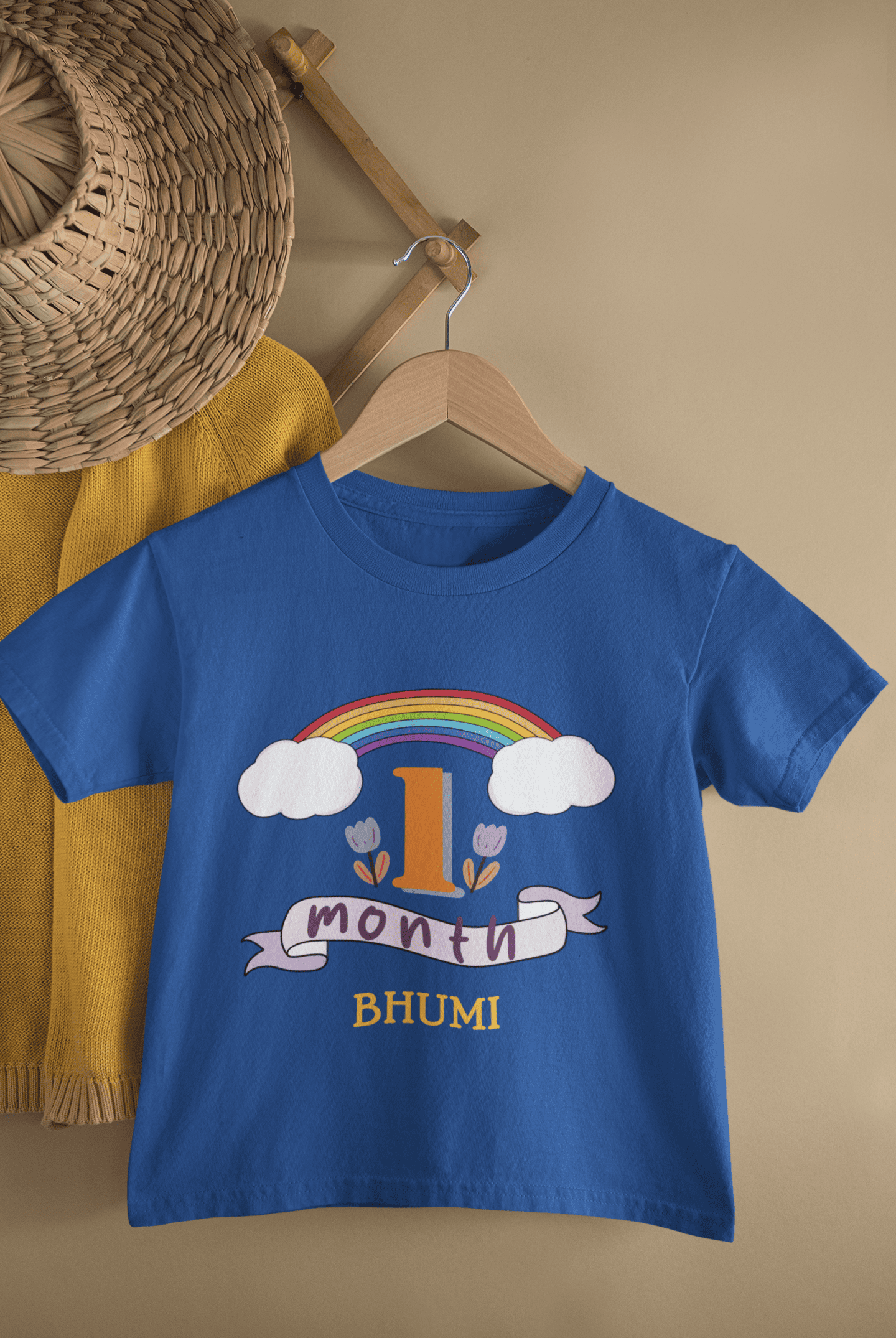 Custom Name First Month Birthday Half Sleeves T-Shirt For Girls -FunkyTeesClub
