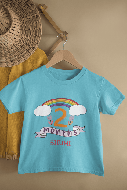 Custom Name Second Month Birthday Half Sleeves T-Shirt For Girls -FunkyTeesClub
