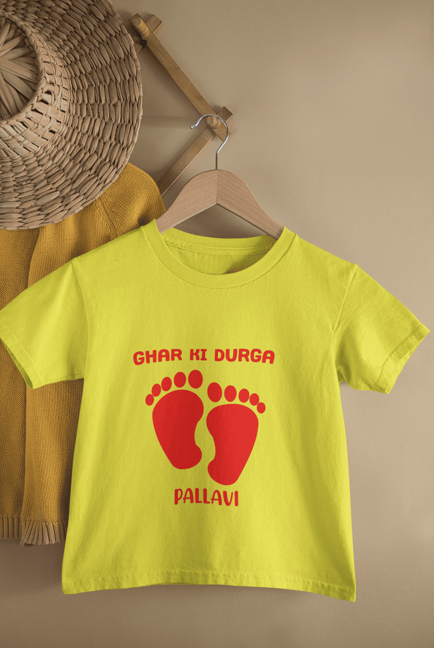 Custom Name Ghar Ki Durga - Durga Pooja Half Sleeves T-Shirt For Girls -FunkyTeesClub