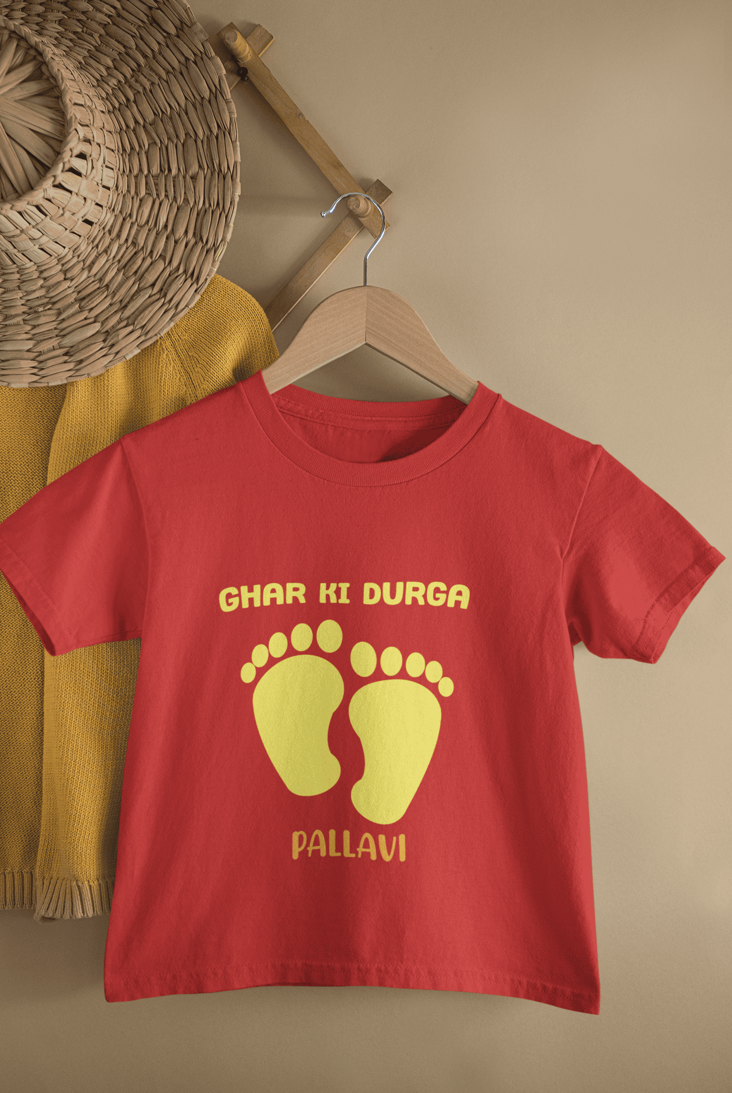 Custom Name Ghar Ki Durga - Durga Pooja Half Sleeves T-Shirt For Girls -FunkyTeesClub