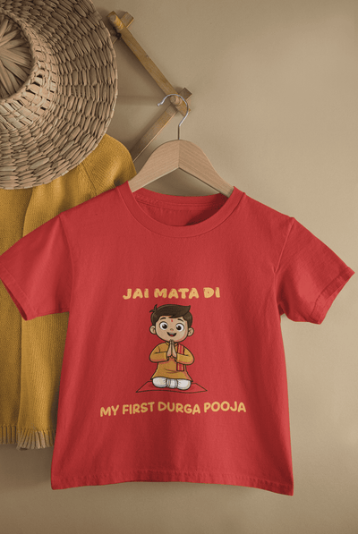 Jai Mata Di Durga Pooja Half Sleeves T-Shirt for Boys -FunkyTeesClub