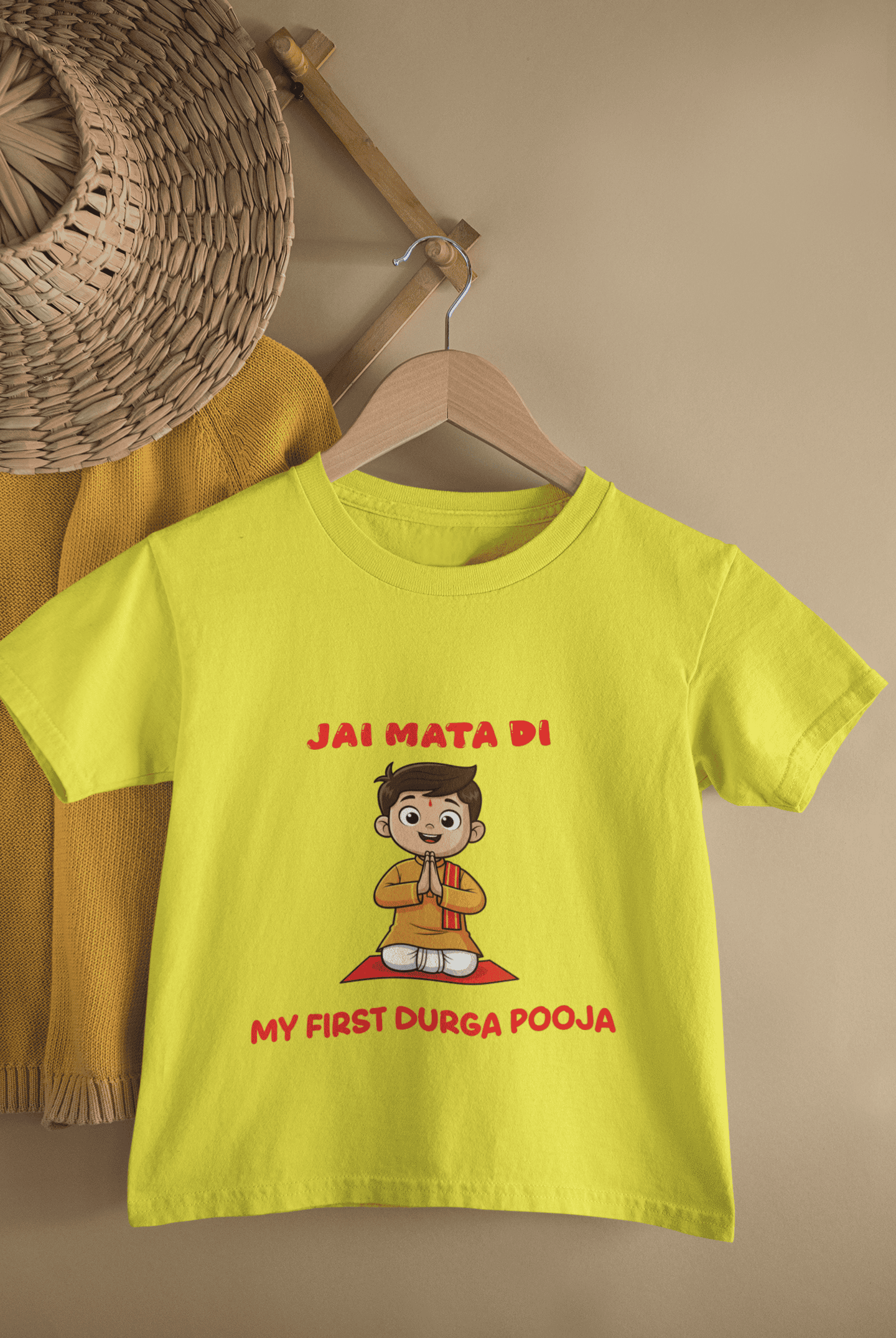 Jai Mata Di Durga Pooja Half Sleeves T-Shirt for Boys -FunkyTeesClub