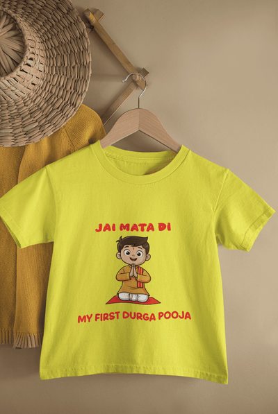 Jai Mata Di Durga Pooja Half Sleeves T-Shirt for Boys -FunkyTeesClub