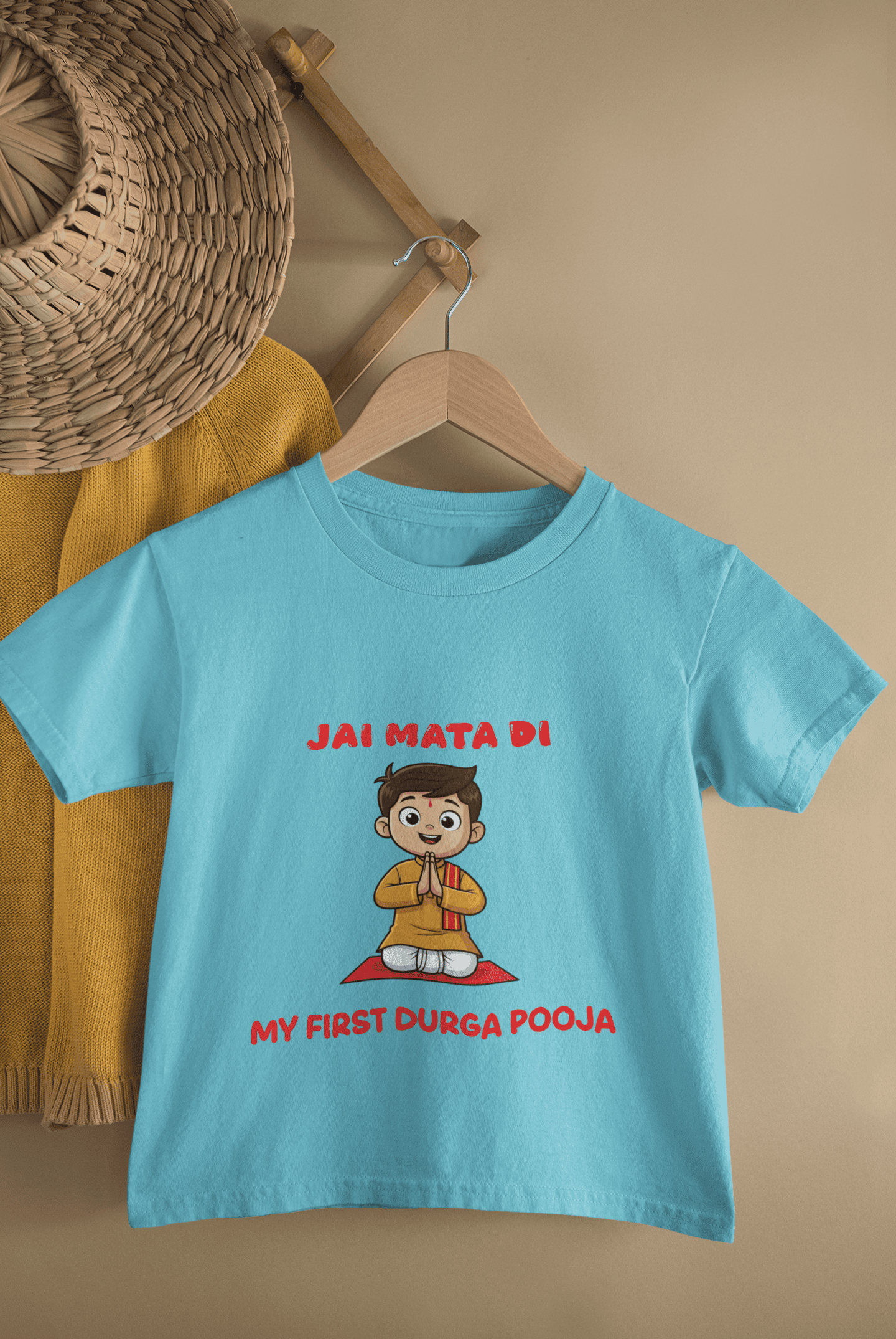 Jai Mata Di Durga Pooja Half Sleeves T-Shirt for Boys -FunkyTeesClub