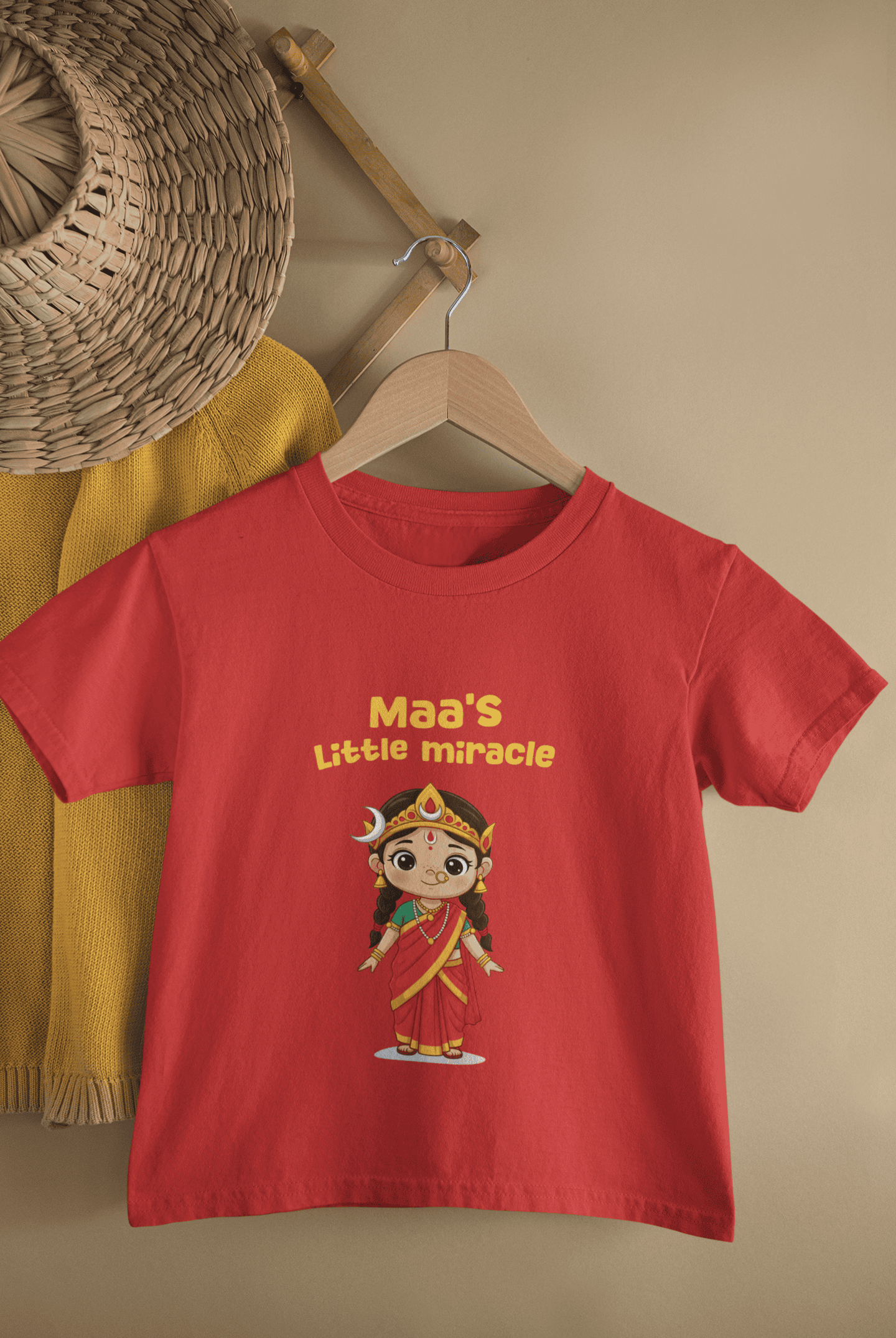 Maa's Little Miracle Navratri Half Sleeves T-Shirt For Girls -FunkyTeesClub