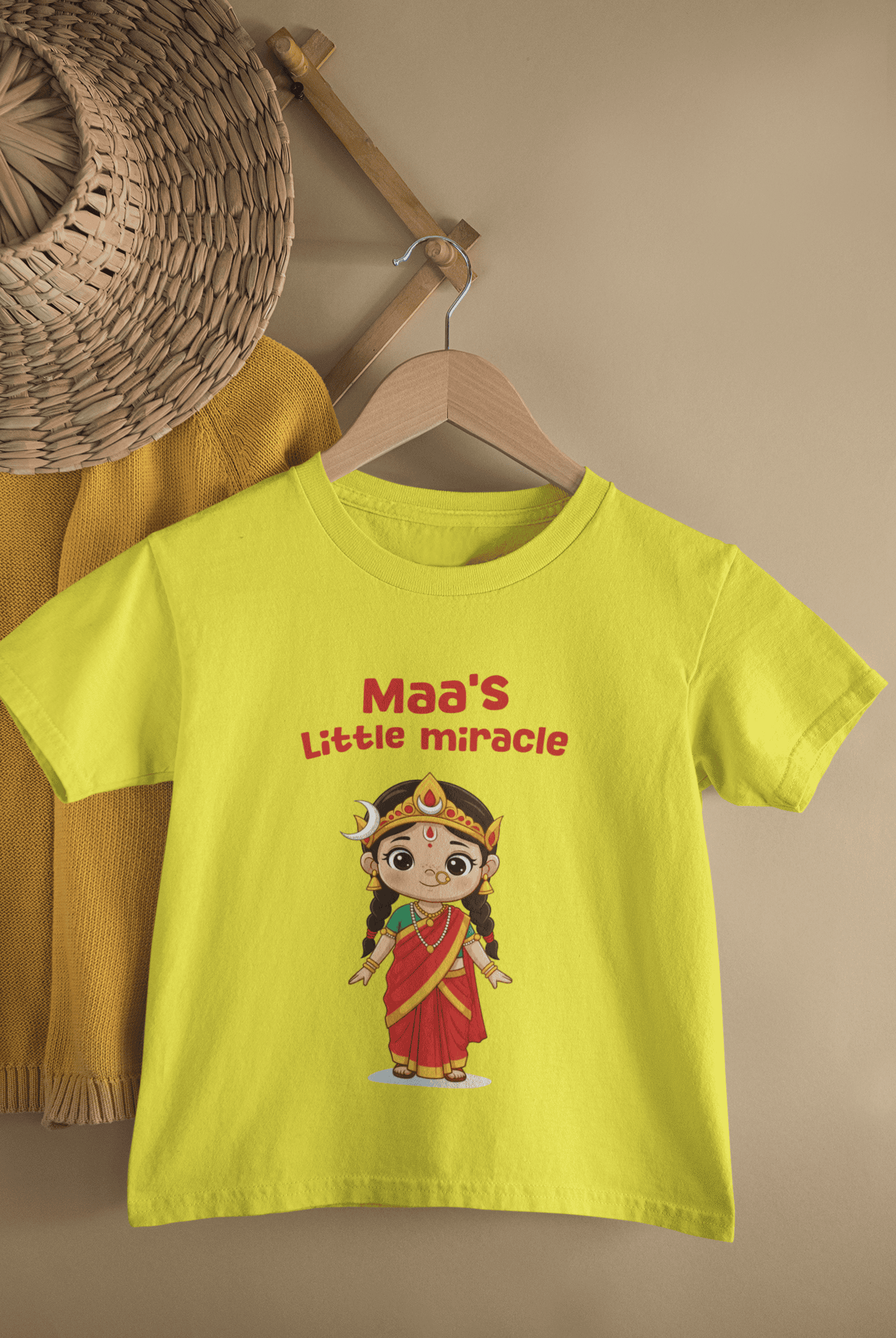 Maa's Little Miracle Navratri Half Sleeves T-Shirt for Boys -FunkyTeesClub
