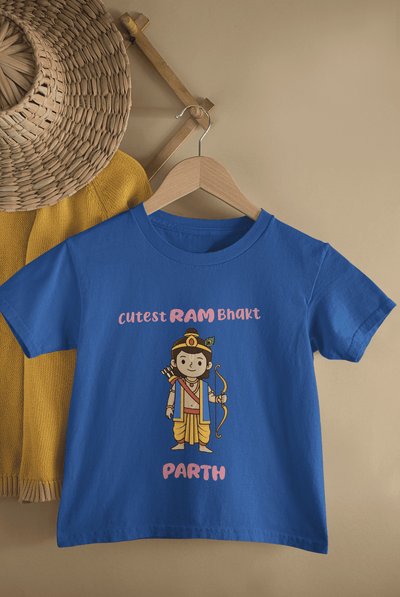 Custom Name Cutest Ram Bhakt Navratri Half Sleeves T-Shirt for Boys -FunkyTeesClub