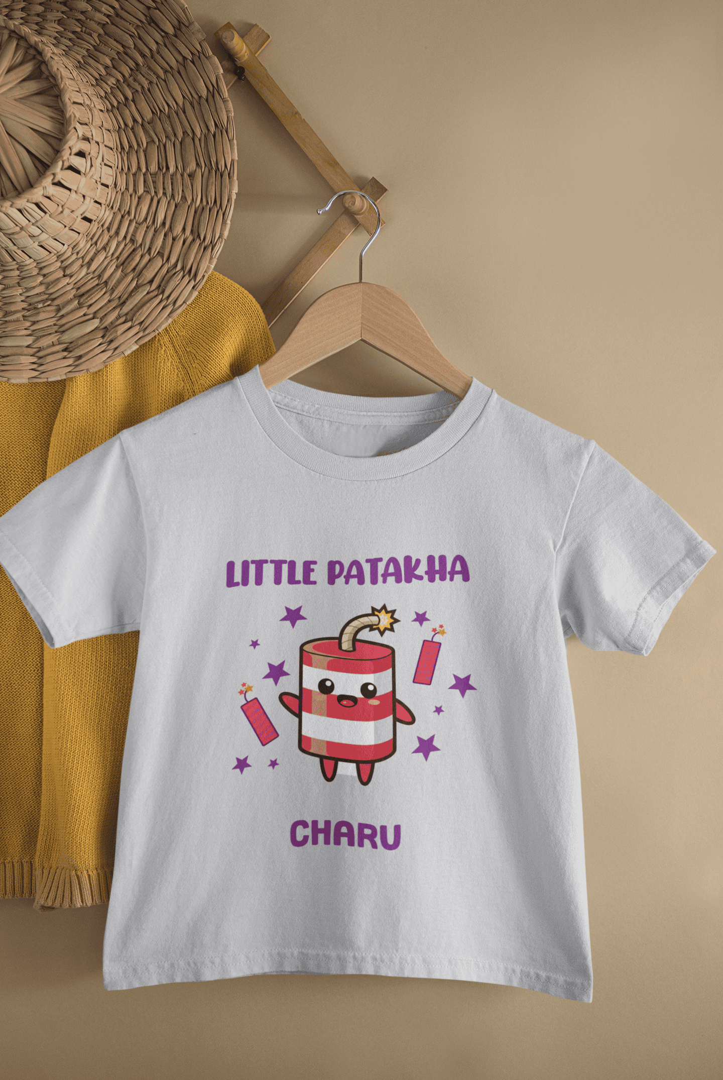 Custom Name Little Patakha Half Sleeves T-Shirt for Boys -FunkyTeesClub
