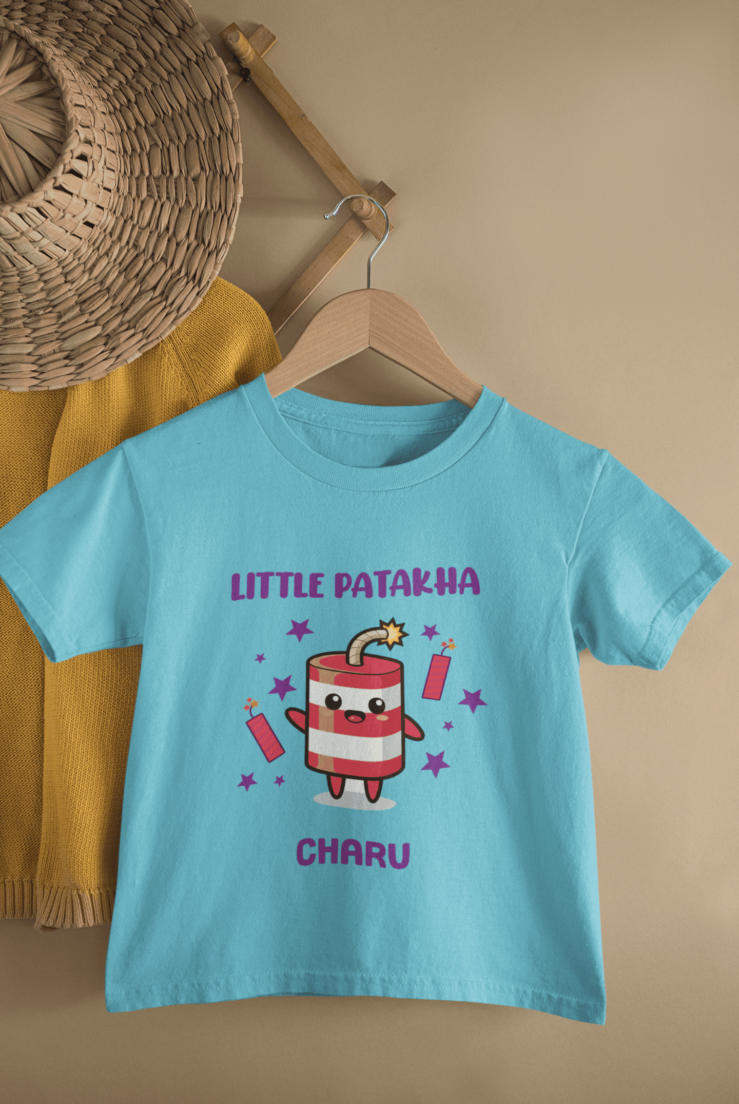 Custom Name Little Patakha Half Sleeves T-Shirt for Boys -FunkyTeesClub