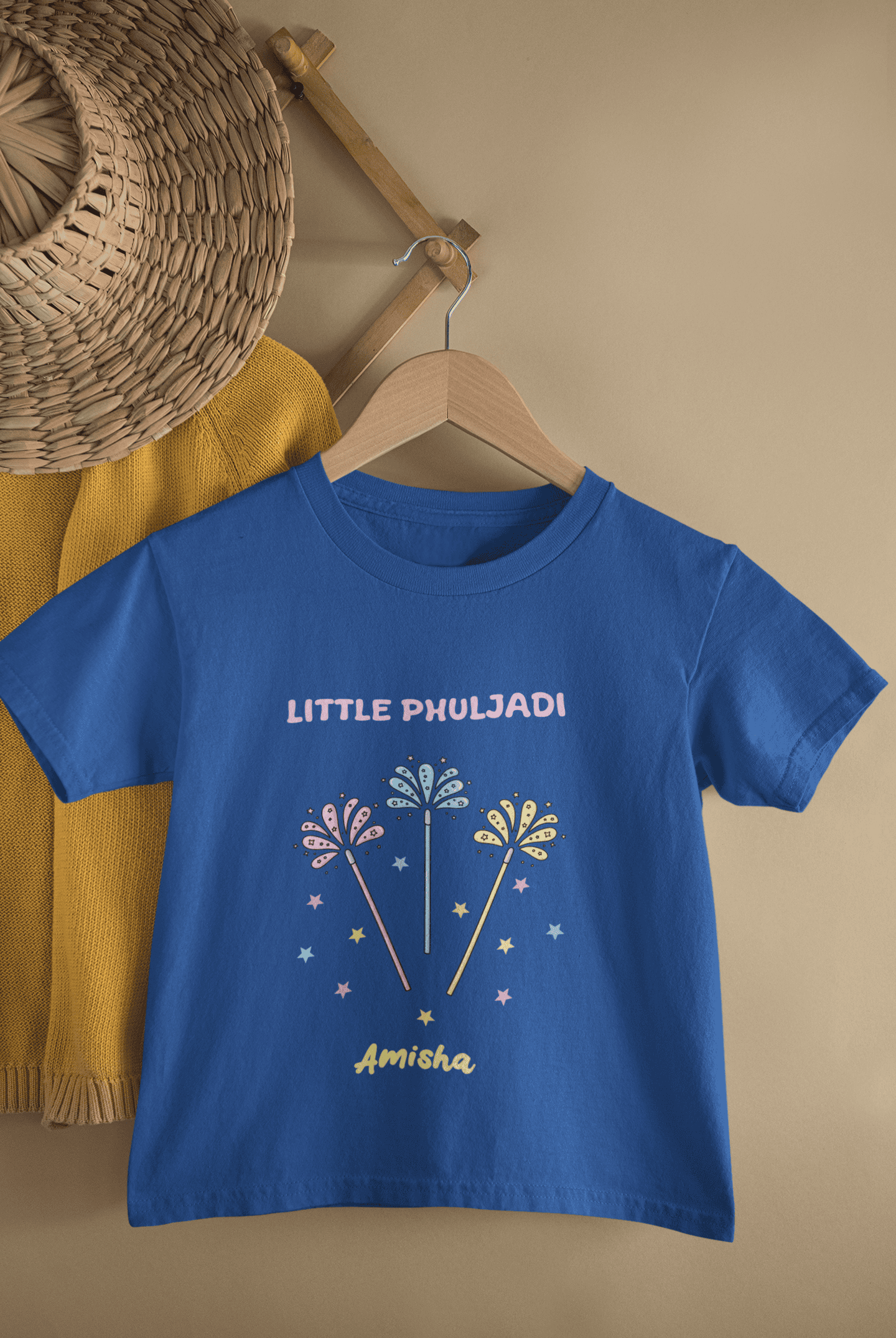 Custom Name Little Phuljadi Diwali Half Sleeves T-Shirt For Girls -FunkyTeesClub
