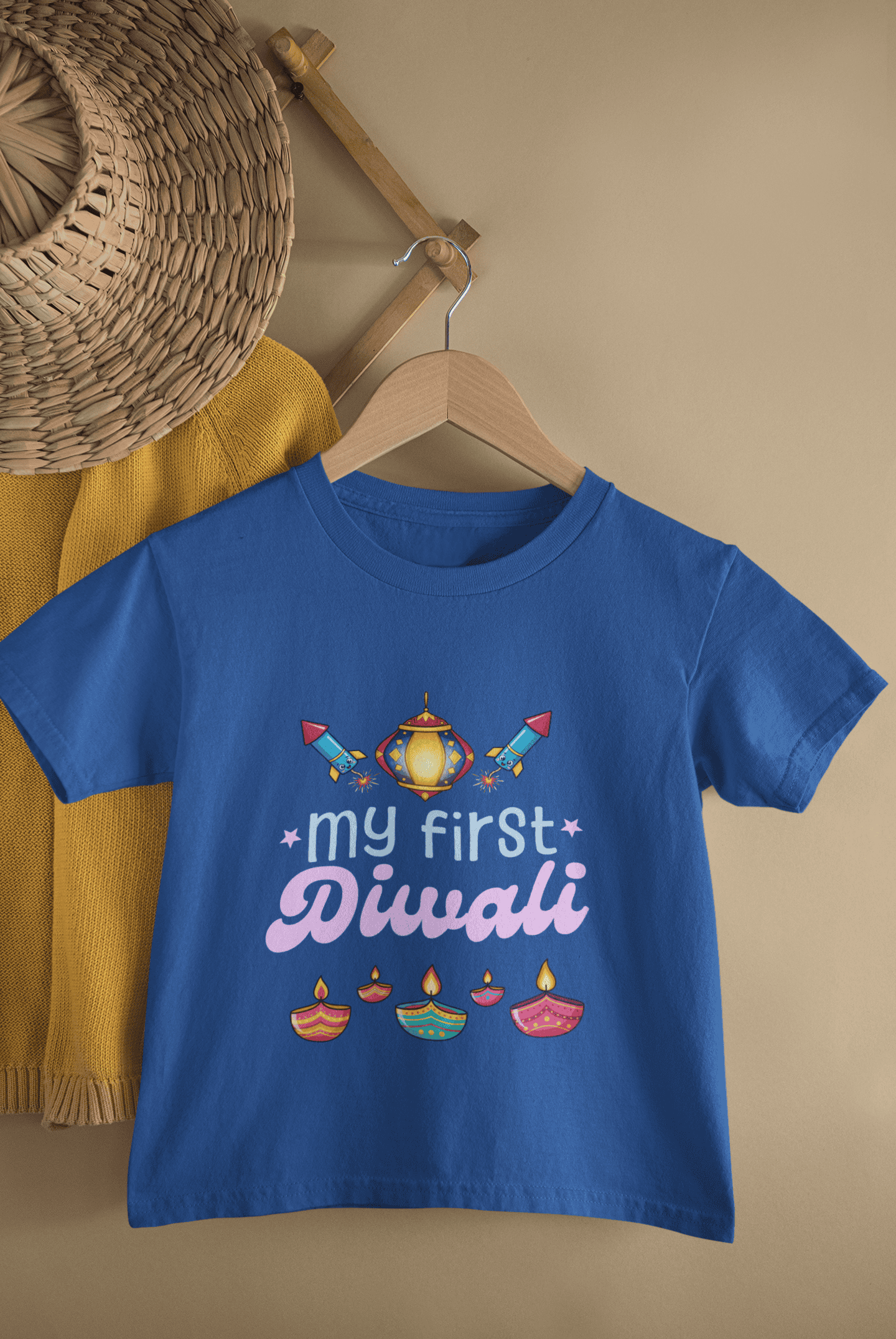 My First Diwali Fun Diwali Half Sleeves T-Shirt For Girls -FunkyTeesClub