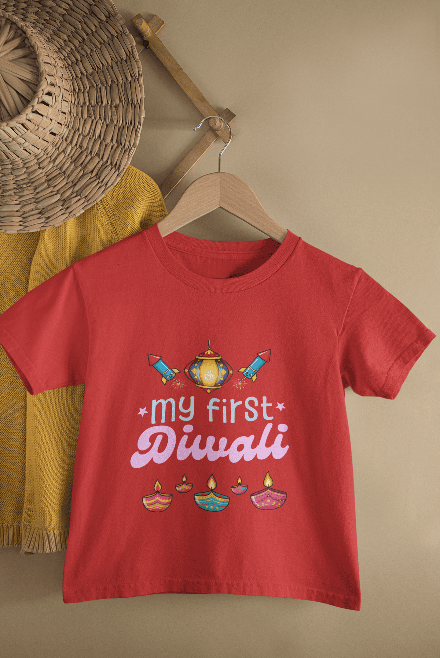My First Diwali Fun Diwali Half Sleeves T-Shirt For Girls -FunkyTeesClub