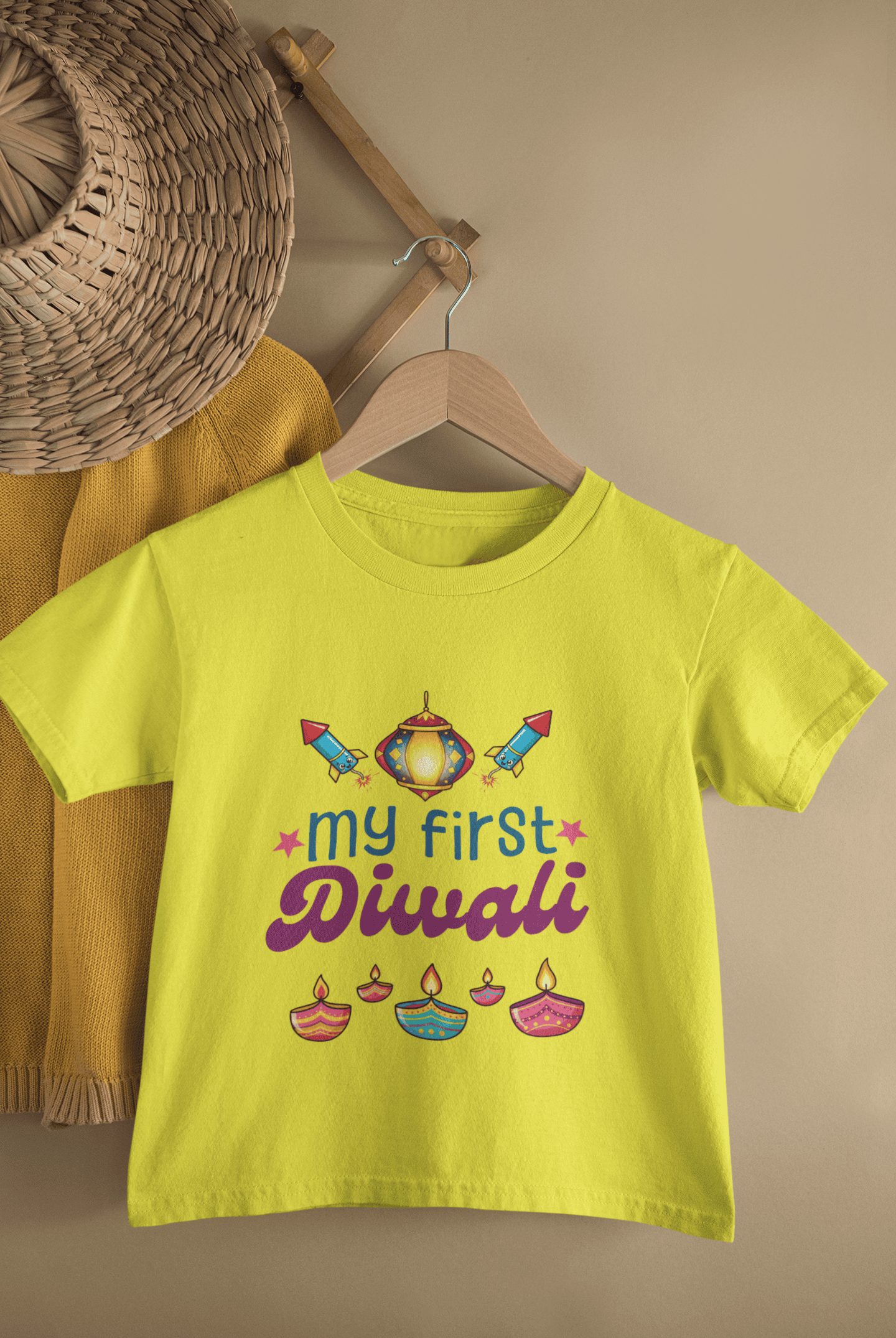My First Diwali Fun Diwali Half Sleeves T-Shirt For Girls -FunkyTeesClub