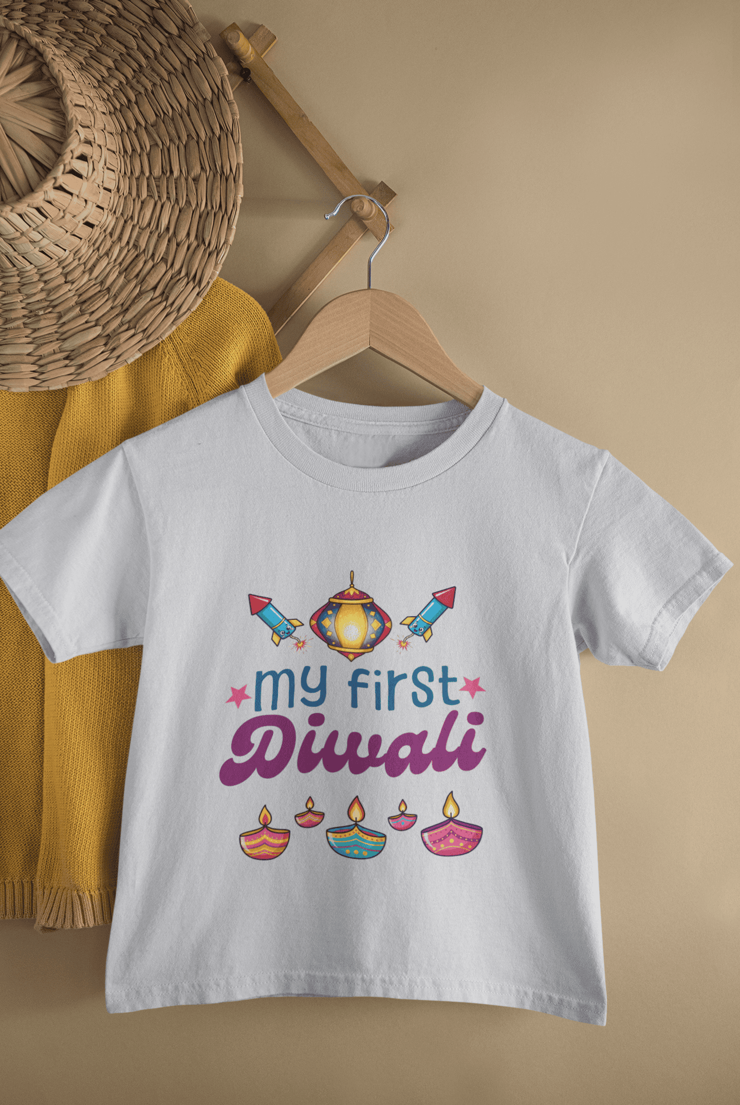 My First Diwali Fun Diwali Half Sleeves T-Shirt For Girls -FunkyTeesClub