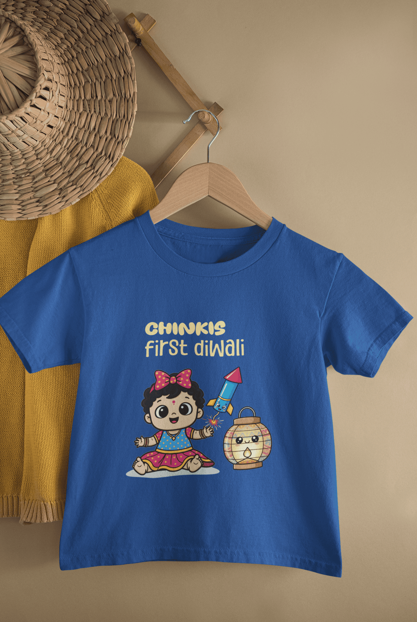 Custom Name My First Diwali Cute Diwali Half Sleeves T-Shirt For Girls -FunkyTeesClub