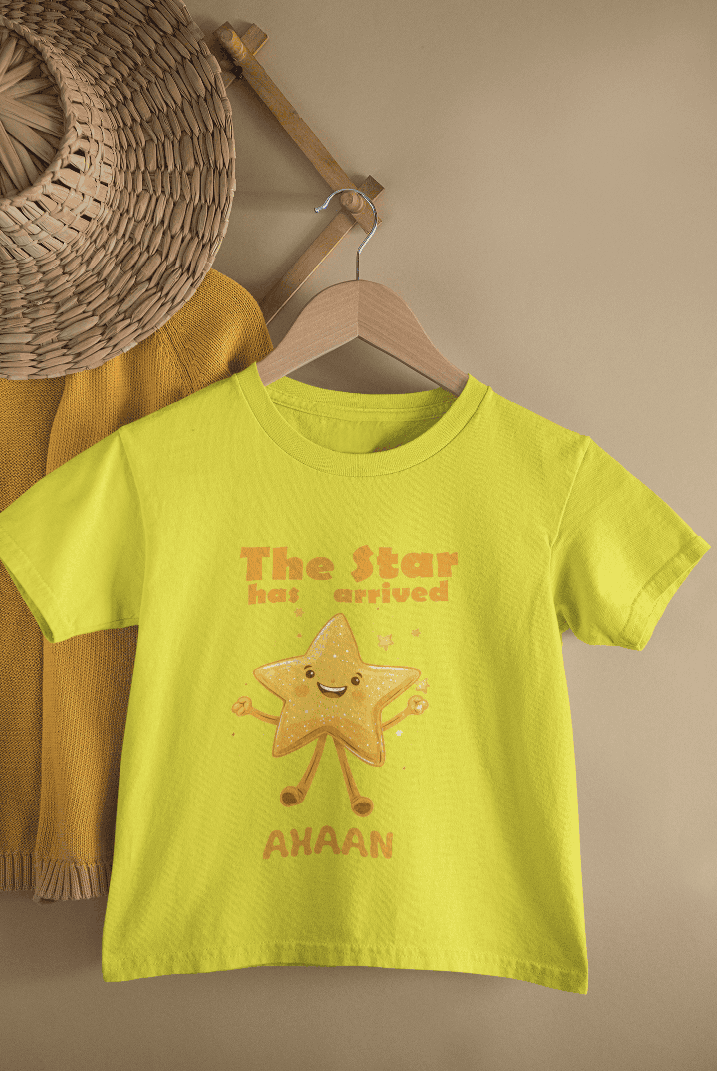 Custom Name The Star Has Arrived New Born Half Sleeves T-Shirt for Boys -FunkyTeesClub
