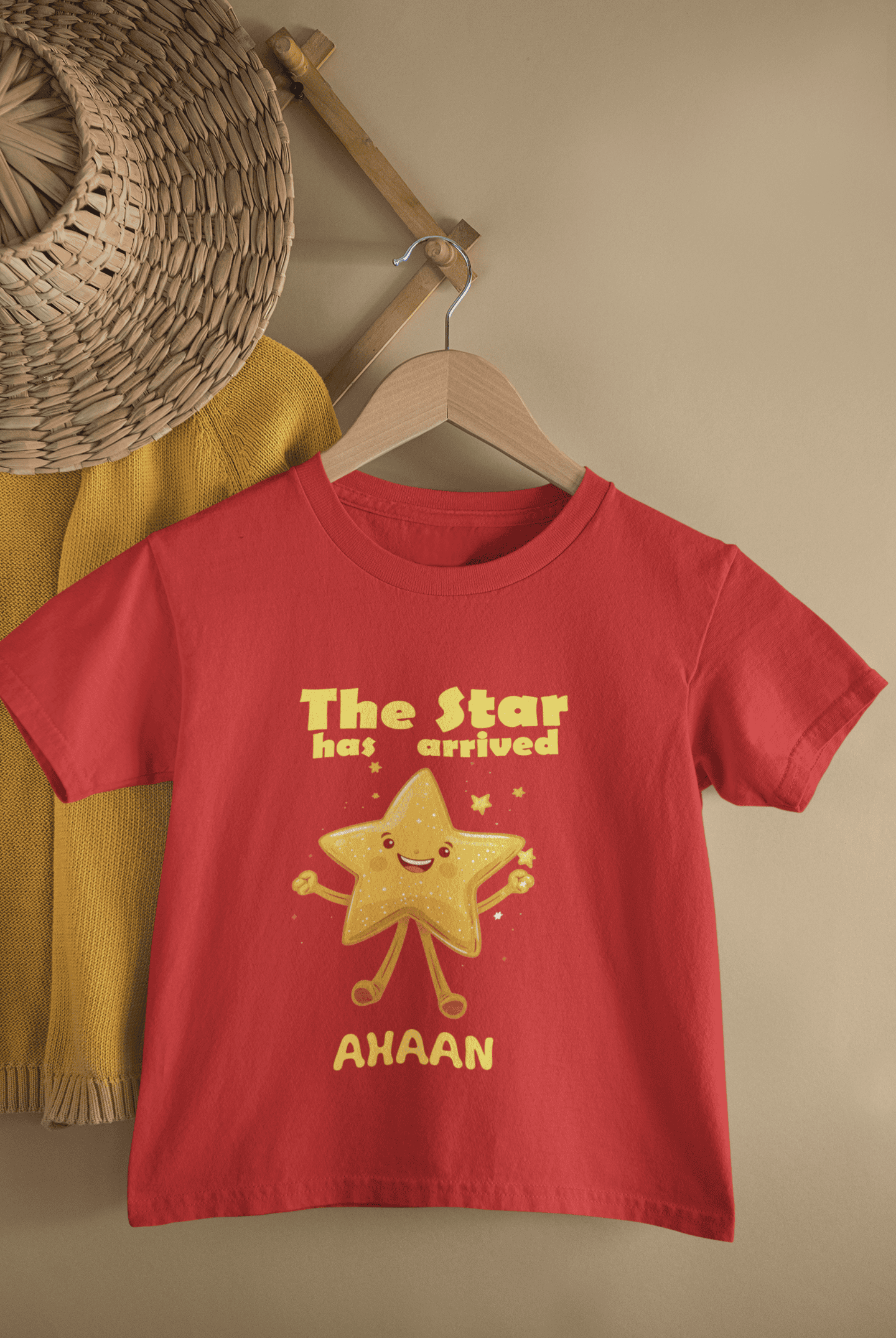 Custom Name The Star Has Arrived New Born Half Sleeves T-Shirt for Boys -FunkyTeesClub
