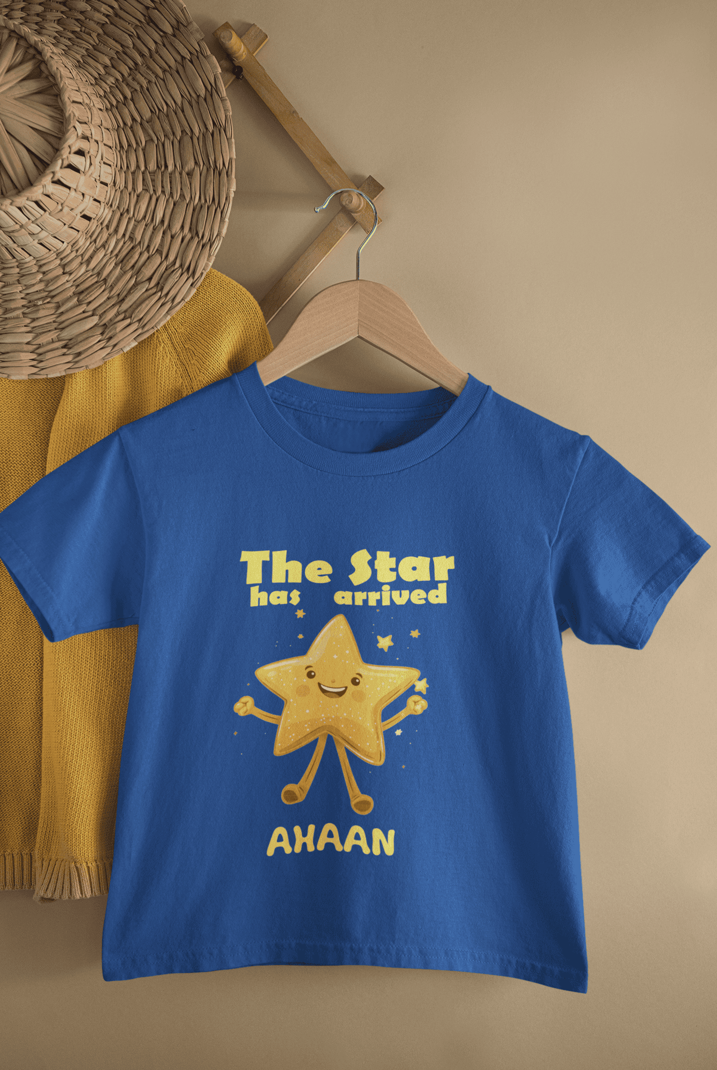 Custom Name The Star Has Arrived New Born Half Sleeves T-Shirt for Boys -FunkyTeesClub