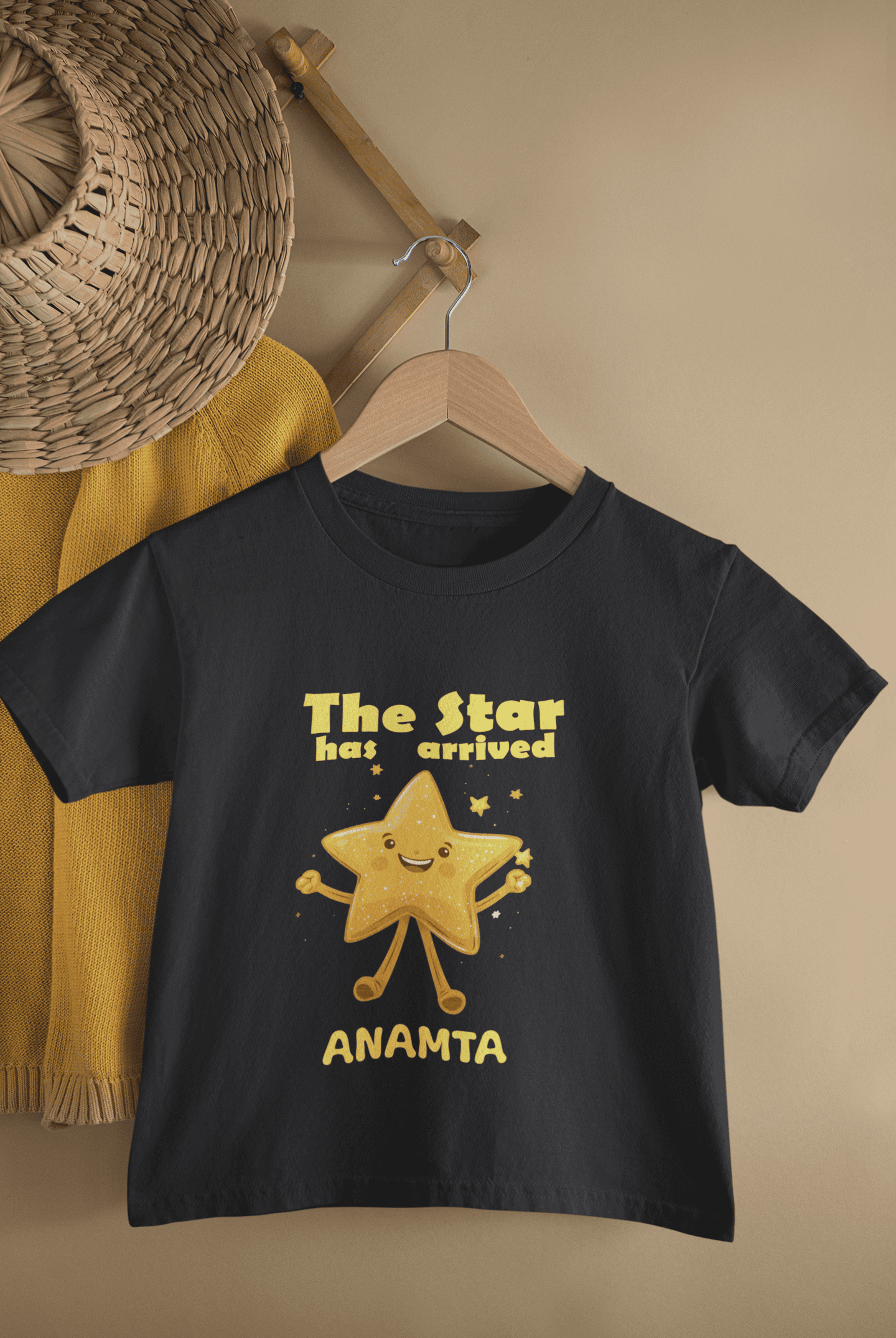 Custom Name The Star Has Arrived New Born Half Sleeves T-Shirt For Girls -FunkyTeesClub