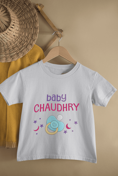 Custom Name Baby Surname Cute New Born Half Sleeves T-Shirt For Girls -FunkyTeesClub