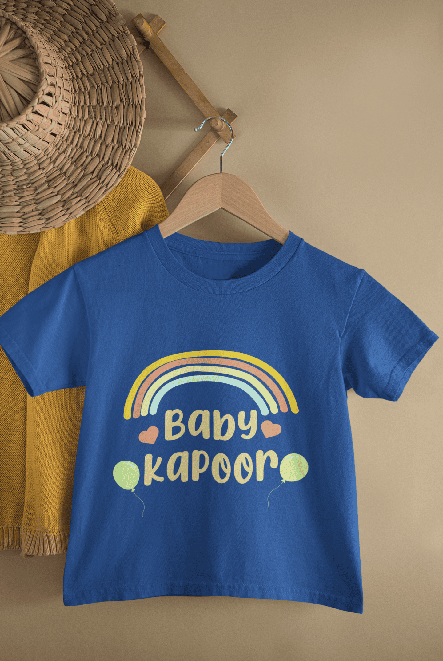 Custom Name Baby Surname Rainbow Design New Born Half Sleeves T-Shirt for Boys -FunkyTeesClub