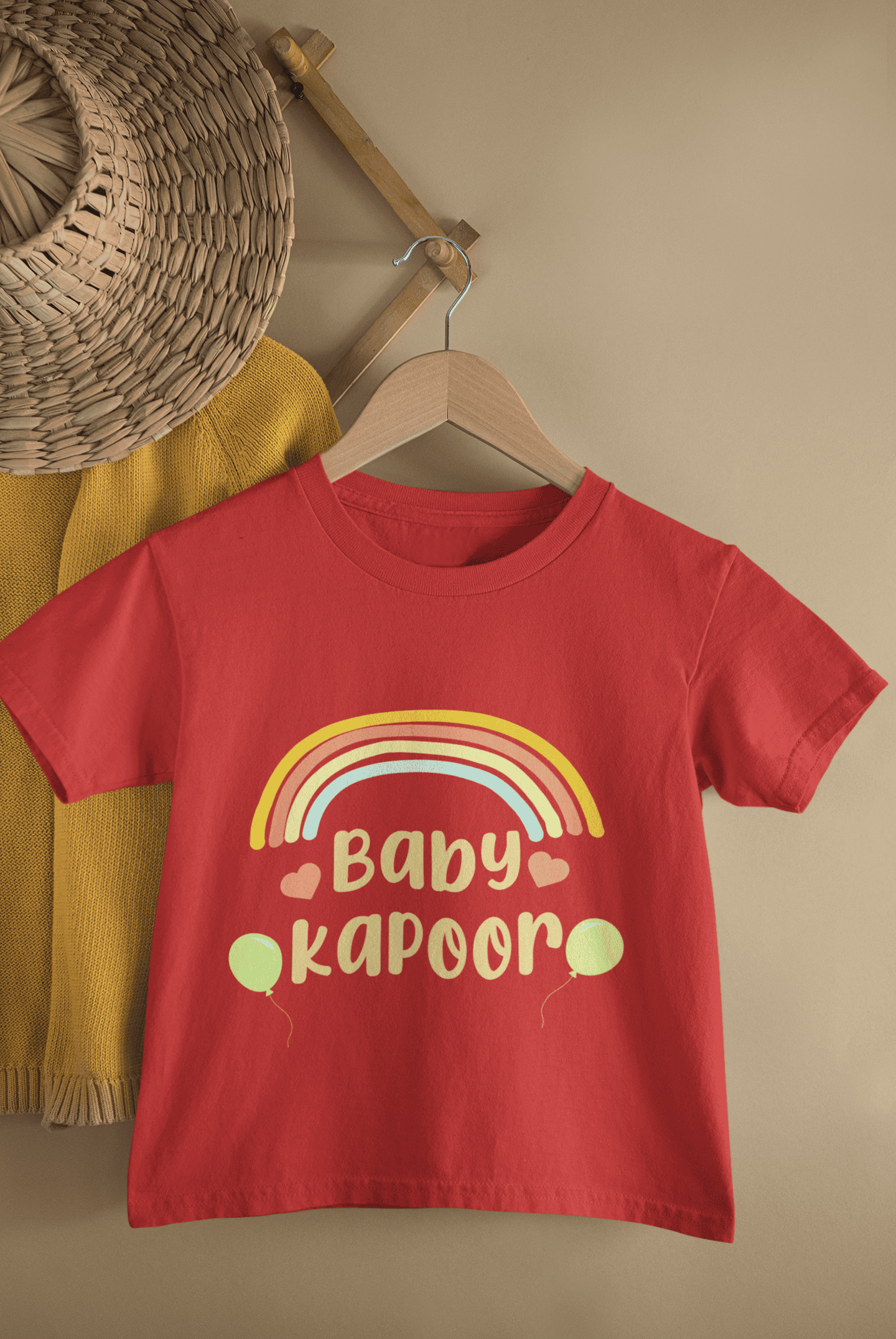 Custom Name Baby Surname Rainbow Design New Born Half Sleeves T-Shirt For Girls -FunkyTeesClub