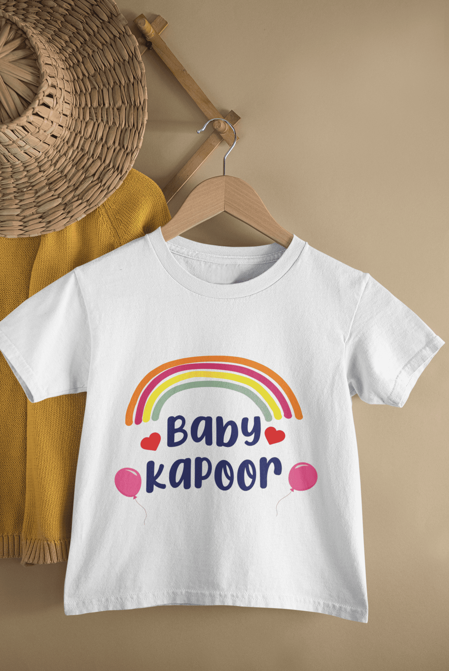 Custom Name Baby Surname Rainbow Design New Born Half Sleeves T-Shirt for Boys -FunkyTeesClub