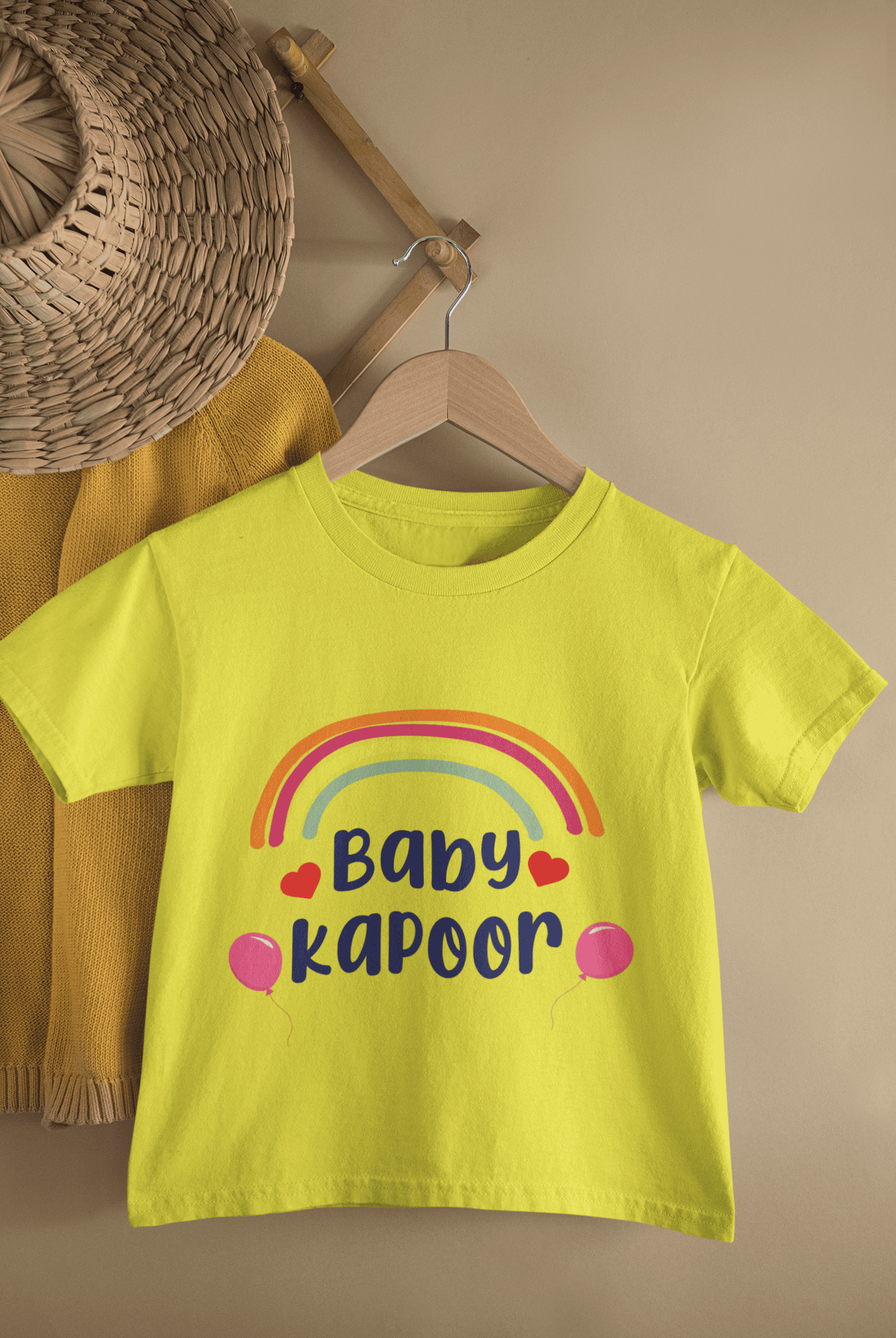 Custom Name Baby Surname Rainbow Design New Born Half Sleeves T-Shirt For Girls -FunkyTeesClub