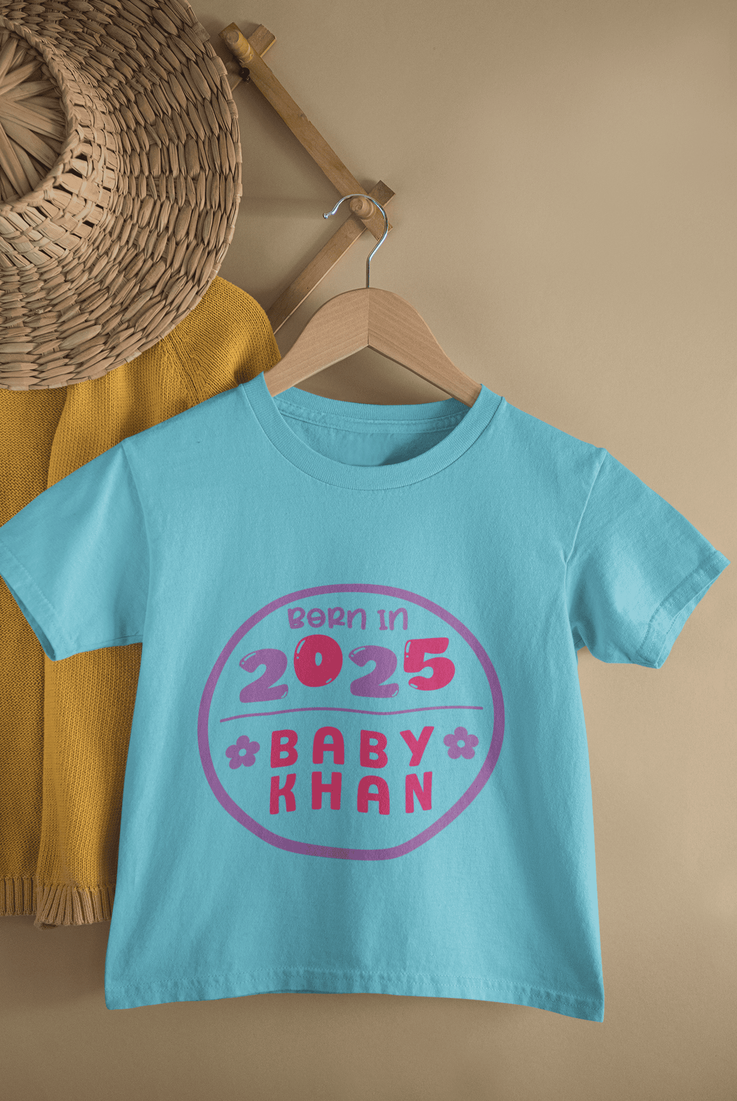Custom Name Baby Surname And Year New Born Half Sleeves T-Shirt For Girls -FunkyTeesClub