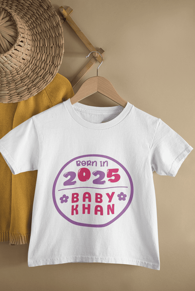 Custom Name Baby Surname And Year New Born Half Sleeves T-Shirt for Boys -FunkyTeesClub