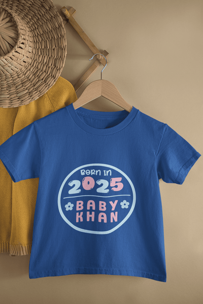 Custom Name Baby Surname And Year New Born Half Sleeves T-Shirt For Girls -FunkyTeesClub