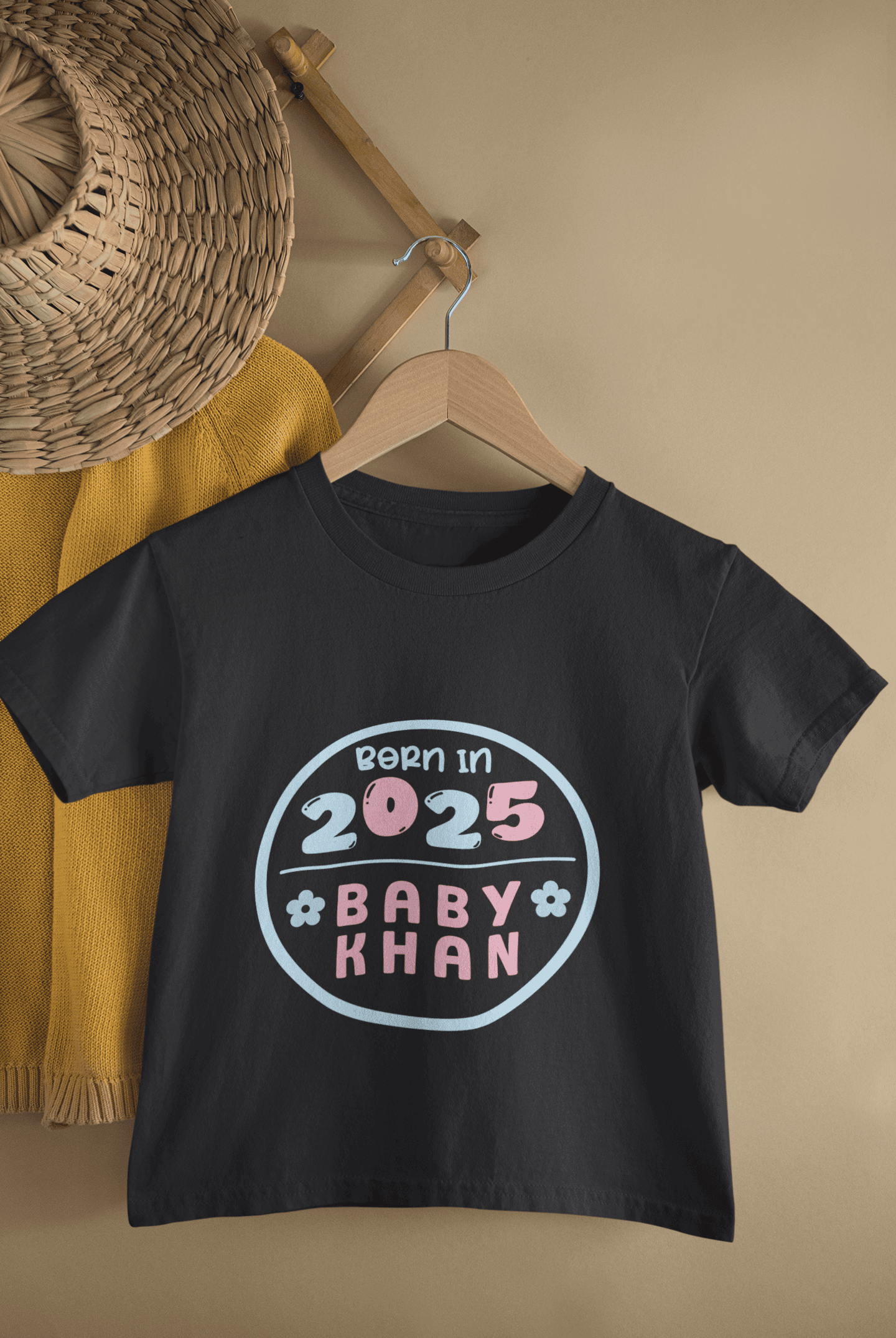 Custom Name Baby Surname And Year New Born Half Sleeves T-Shirt For Girls -FunkyTeesClub