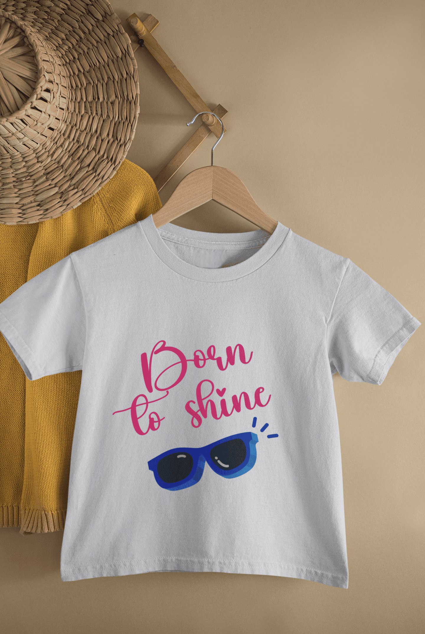 Born To Shine New Born Half Sleeves T-Shirt For Girls -FunkyTeesClub