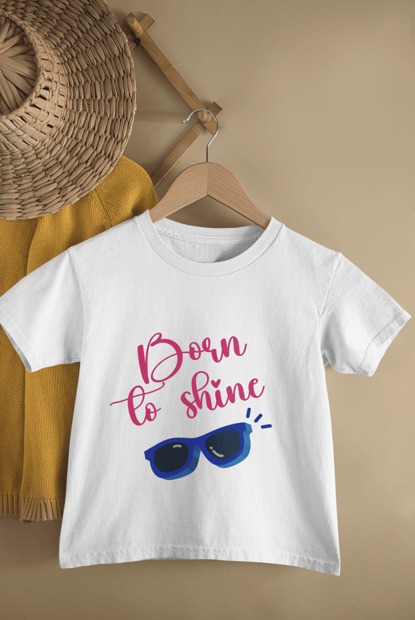Born To Shine New Born Half Sleeves T-Shirt For Girls -FunkyTeesClub