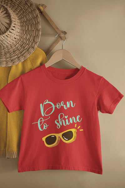 Born To Shine New Born Half Sleeves T-Shirt For Girls -FunkyTeesClub