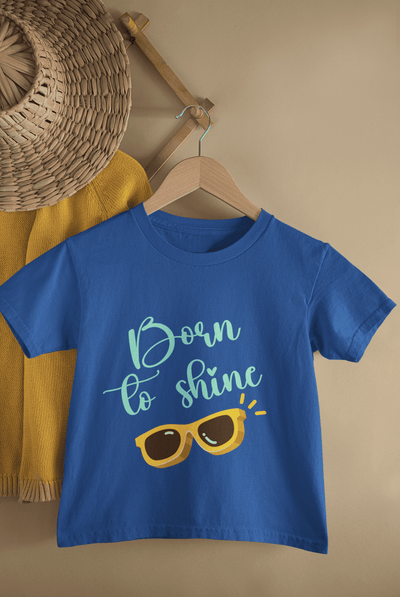 Born To Shine New Born Half Sleeves T-Shirt For Girls -FunkyTeesClub