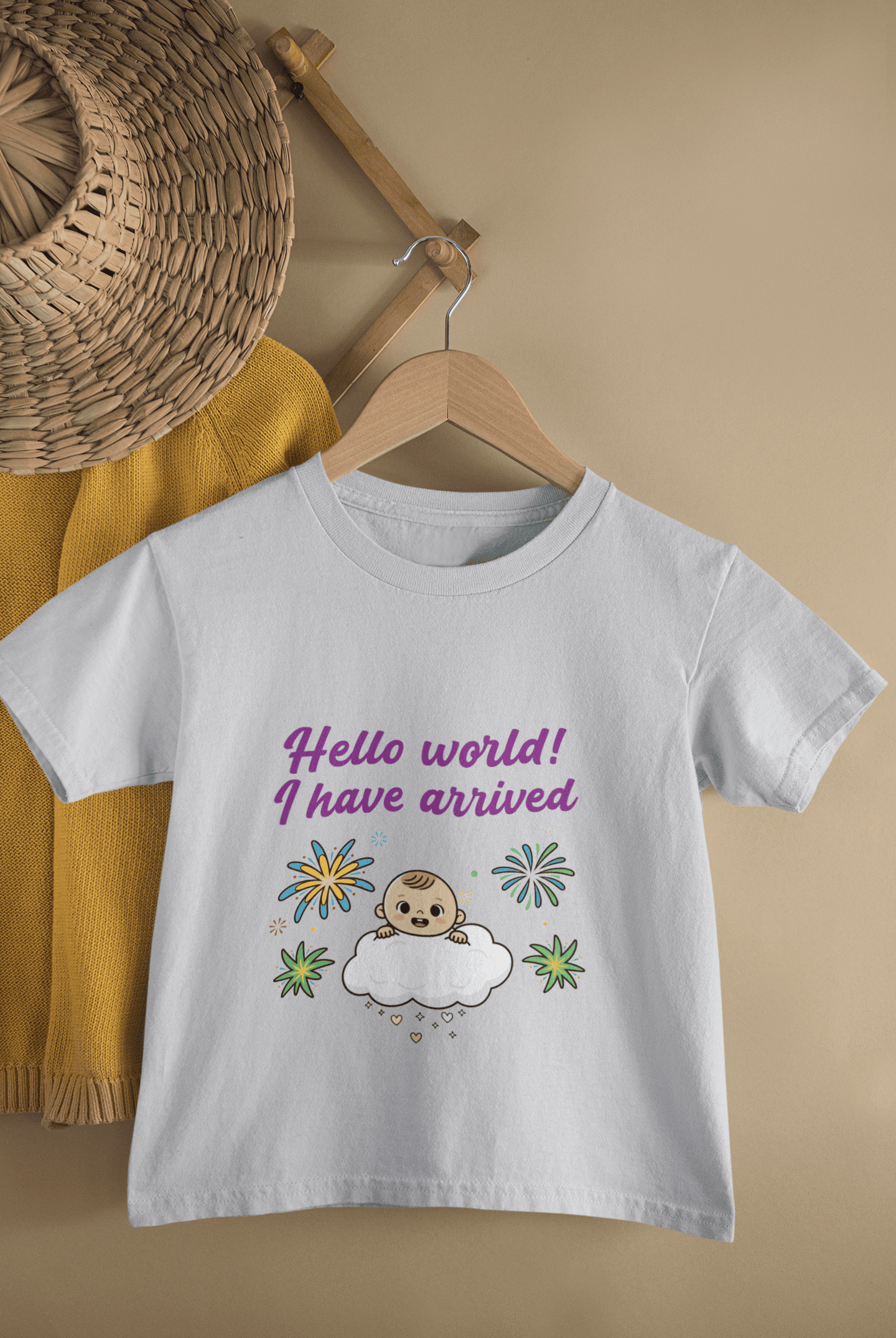 Hello World I Have Arrived Born Half Sleeves T-Shirt For Girls -FunkyTeesClub