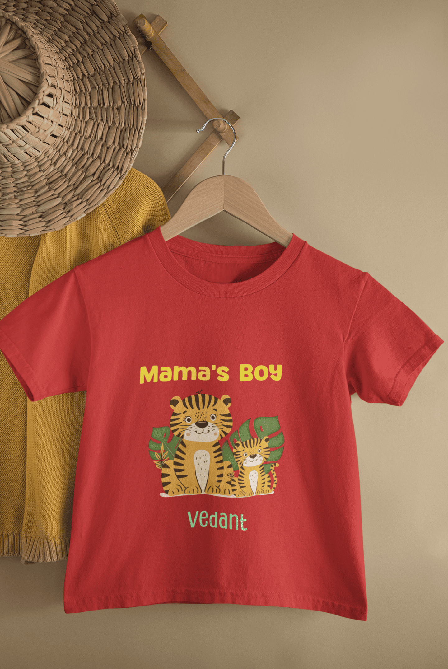 Custom Name Mama's Boy New Born Half Sleeves T-Shirt for Boys -FunkyTeesClub