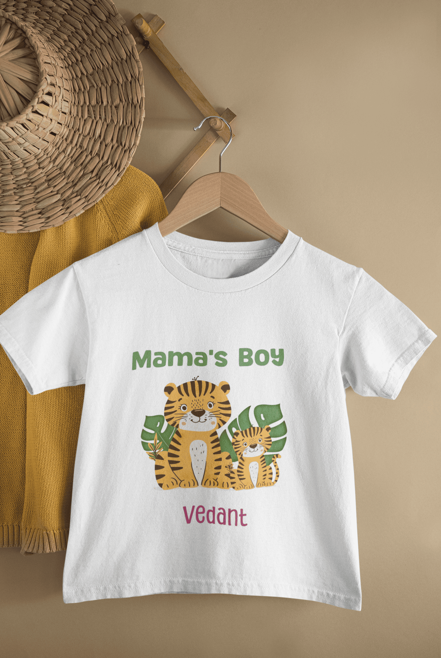 Custom Name Mama's Boy New Born Half Sleeves T-Shirt for Boys -FunkyTeesClub