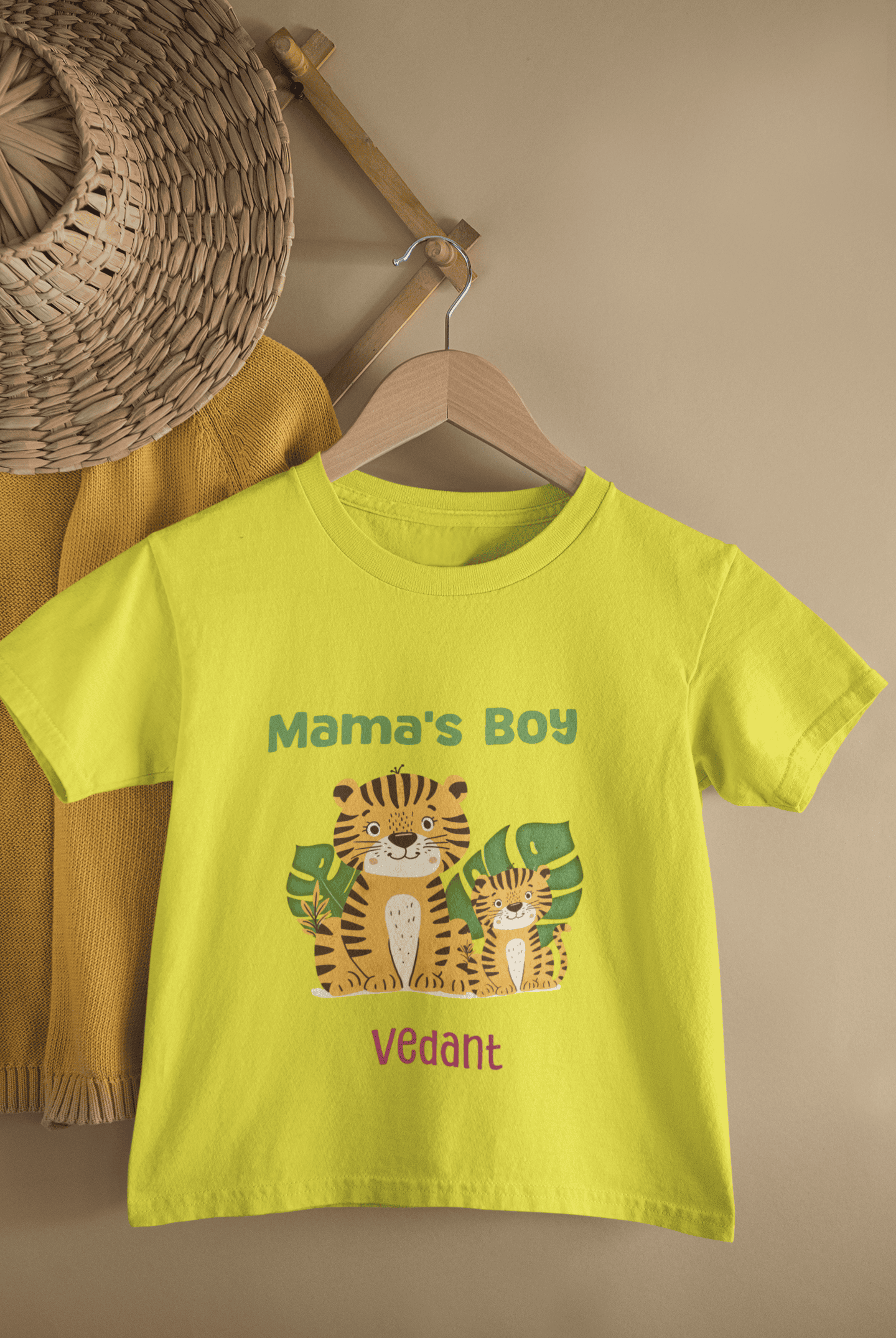 Custom Name Mama's Boy New Born Half Sleeves T-Shirt for Boys -FunkyTeesClub