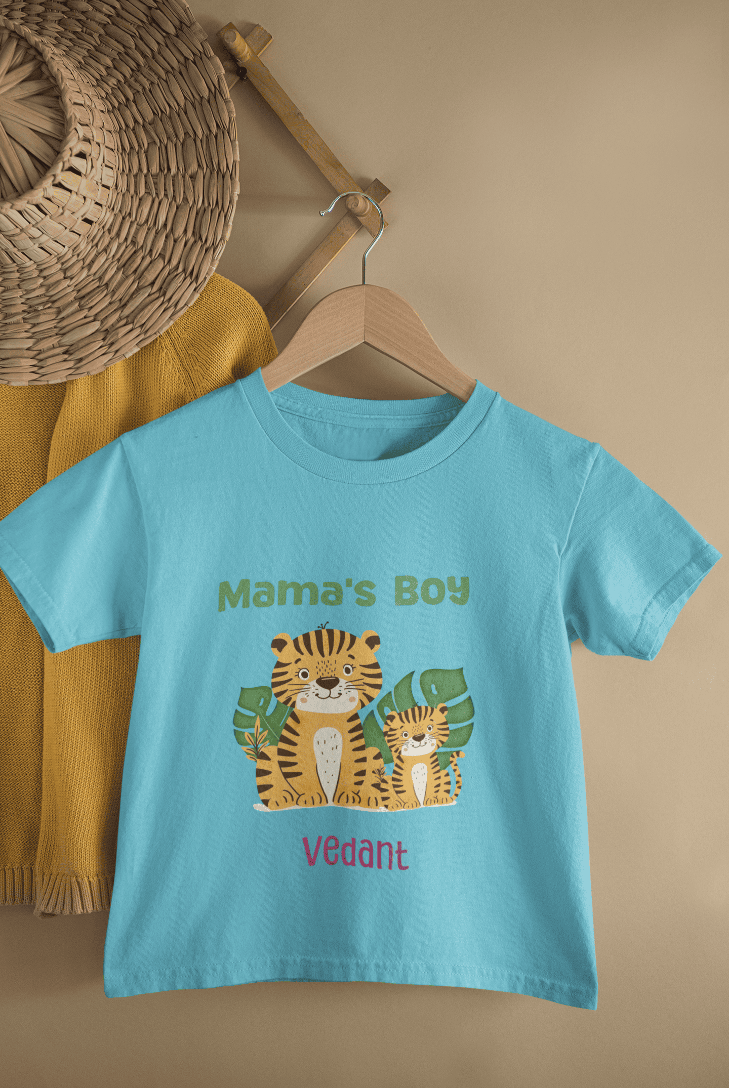 Custom Name Mama's Boy New Born Half Sleeves T-Shirt for Boys -FunkyTeesClub