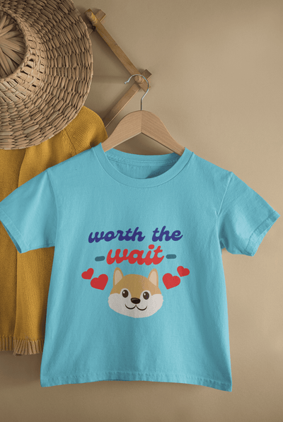 Worth The Wait New Born Half Sleeves T-Shirt for Boys -FunkyTeesClub