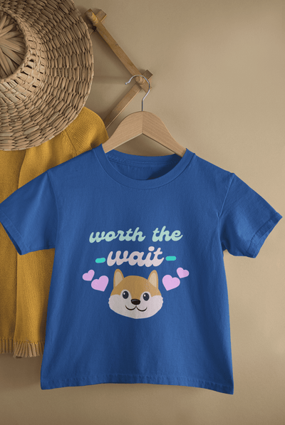 Worth The Wait New Born Half Sleeves T-Shirt For Girls -FunkyTeesClub