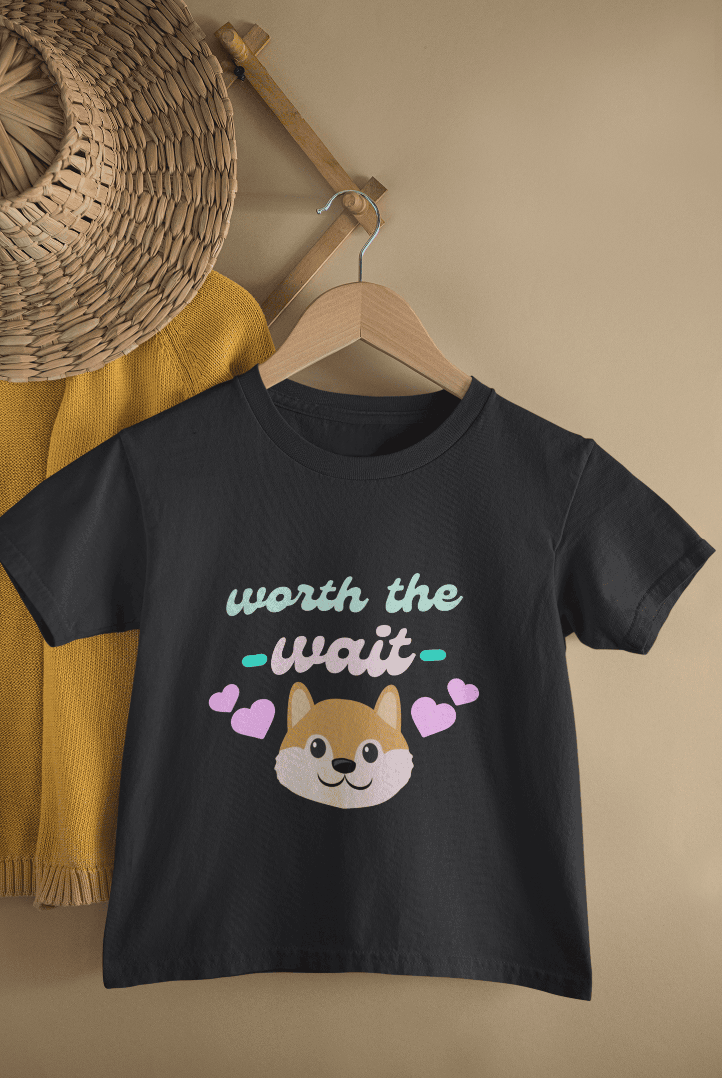 Worth The Wait New Born Half Sleeves T-Shirt For Girls -FunkyTeesClub