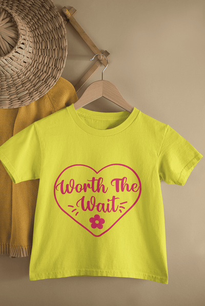 Worth The Wait Cute New Born Half Sleeves T-Shirt For Girls -FunkyTeesClub