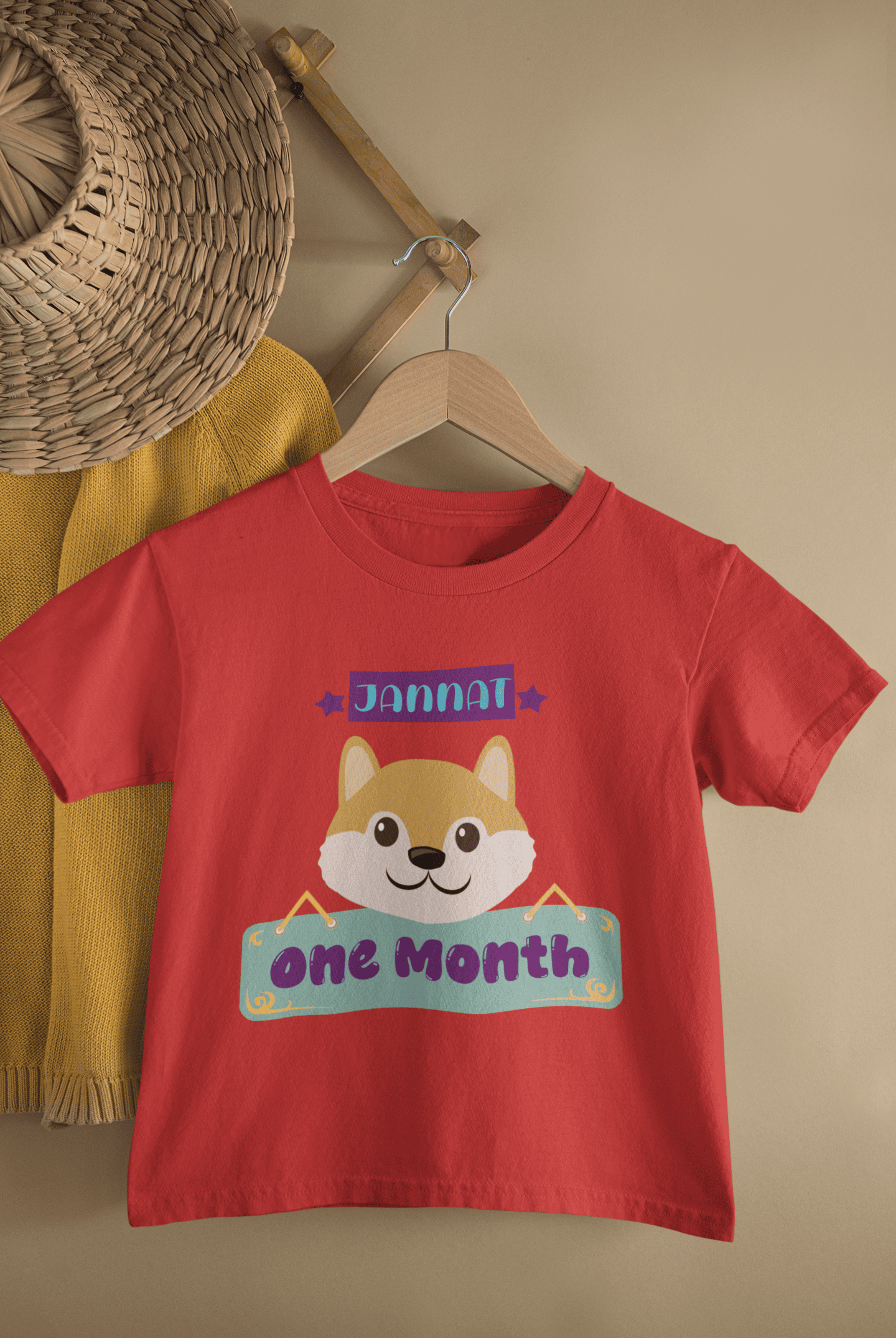 Custom Name One Month Birthday Cute Half Sleeves T-Shirt For Girls -FunkyTeesClub